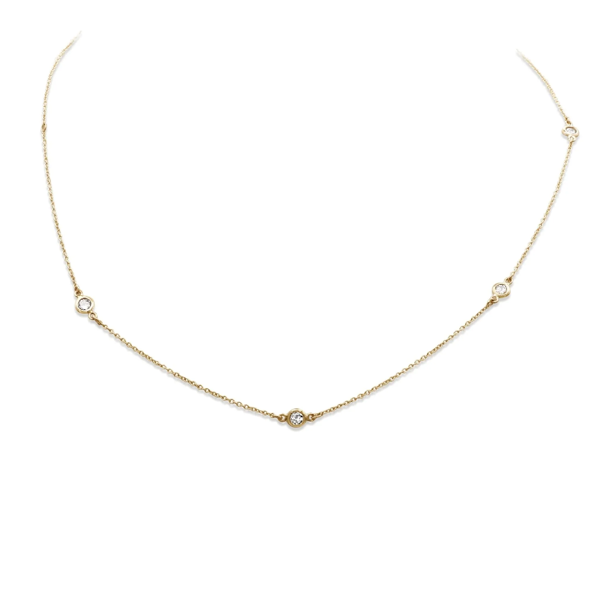 Brilliant Cut Diamond 18" Necklace -  18ct Yellow Gold