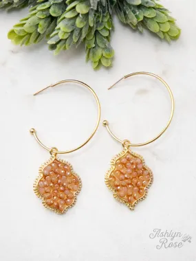 Bring a Gem in your Life Hoop Earrings, Beige