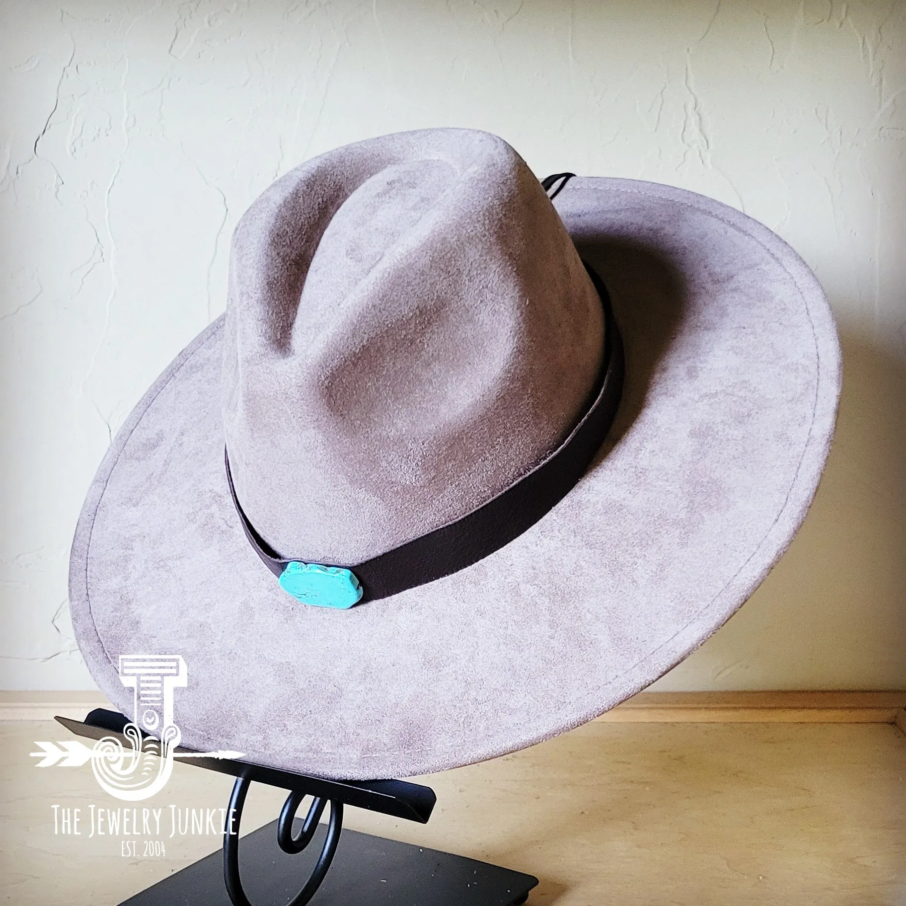 Brown Leather Hat Band w/ Turquoise Slab   Choice of Boho Hat