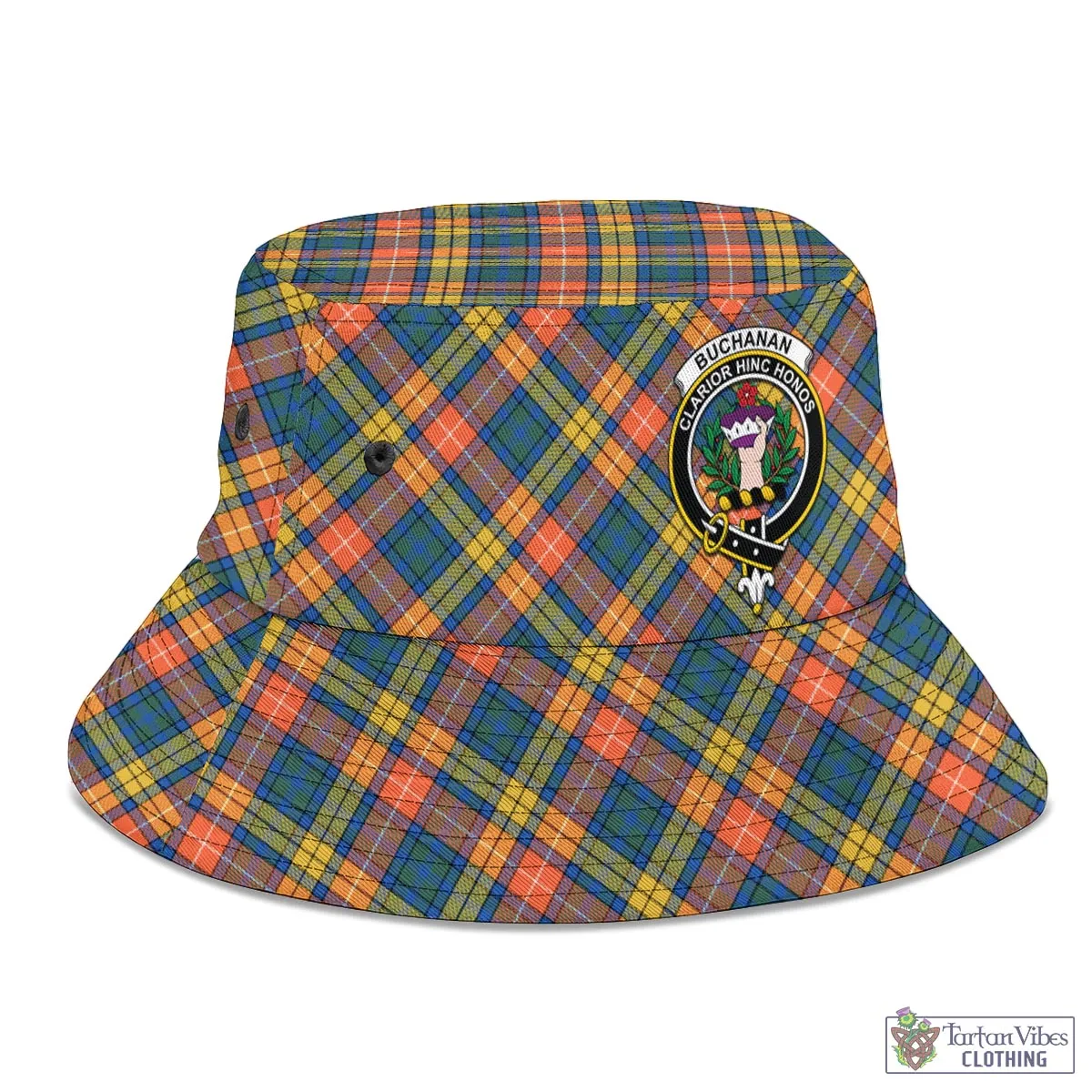 Buchanan Ancient Tartan Bucket Hat with Family Crest