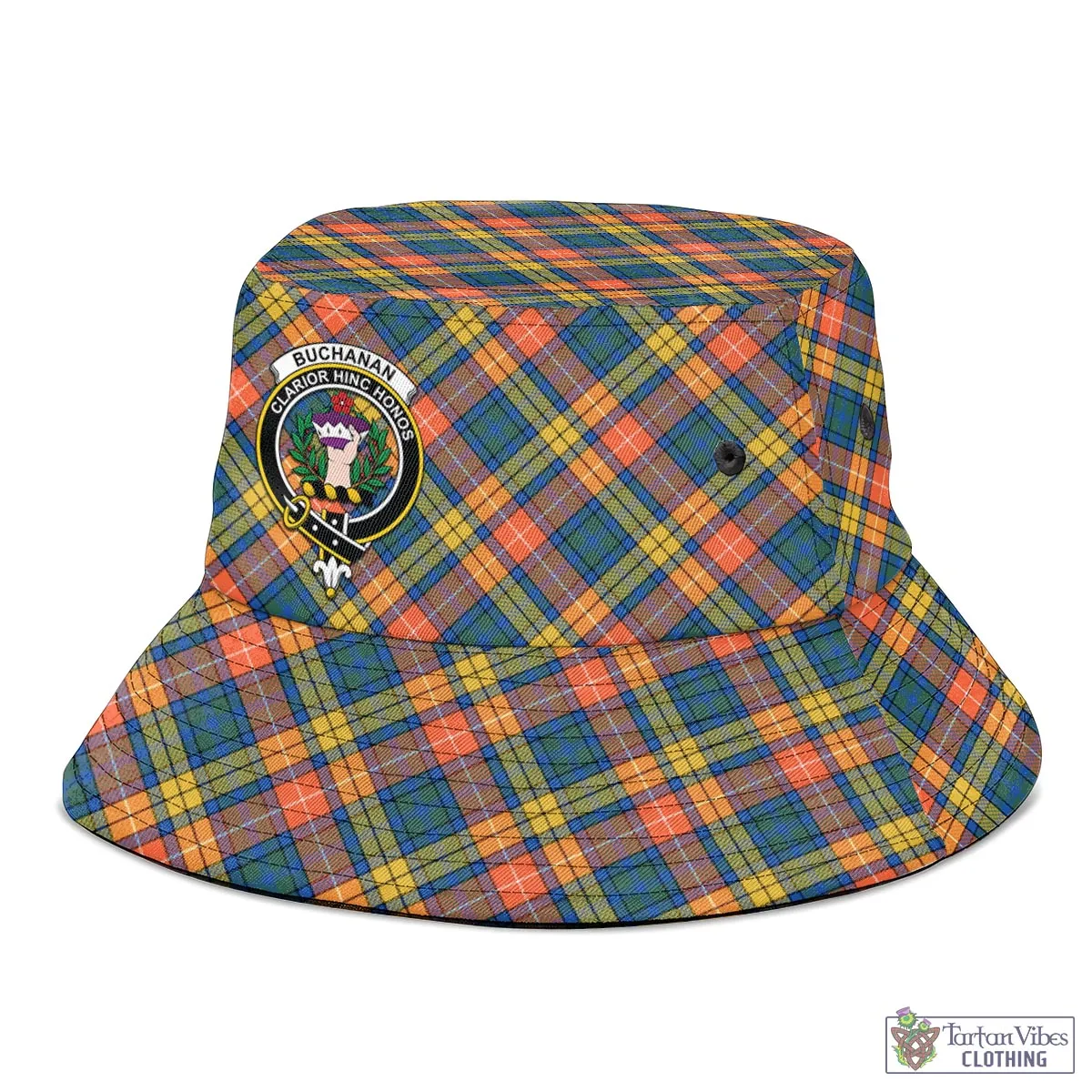 Buchanan Ancient Tartan Bucket Hat with Family Crest