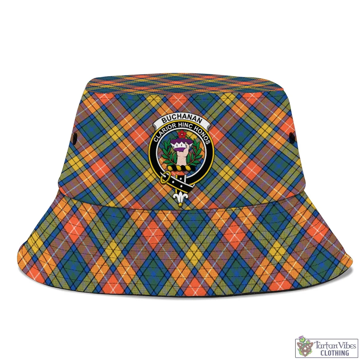 Buchanan Ancient Tartan Bucket Hat with Family Crest