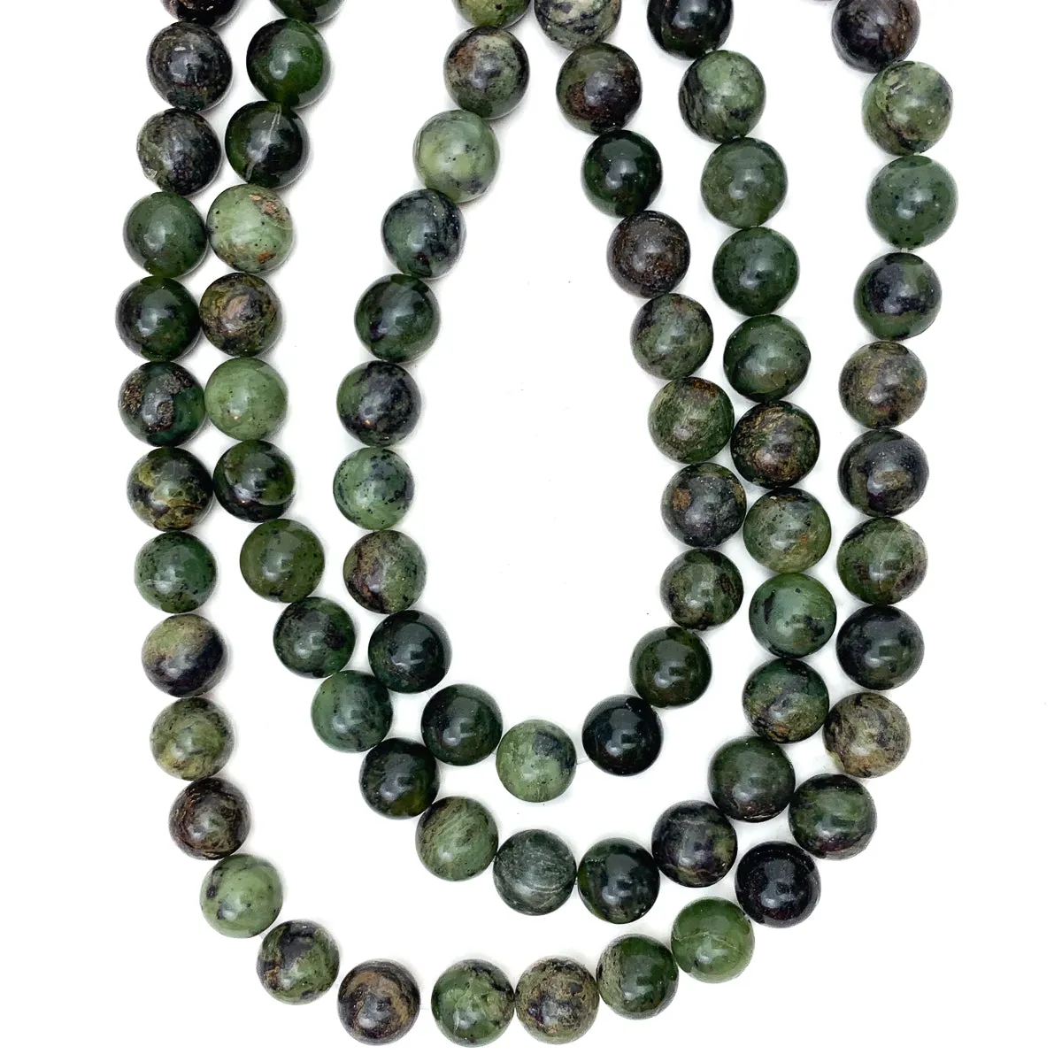 Canadian Jade 10mm Smooth Rounds Bead Strand