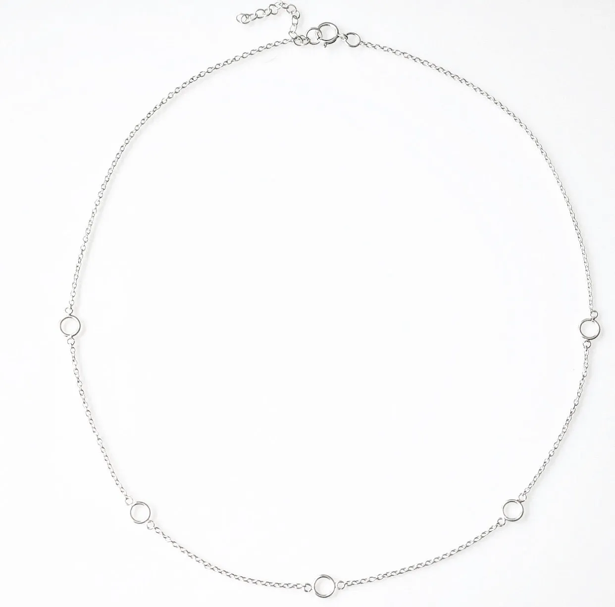 Casual Circles Short .925 Sterling Silver Necklace