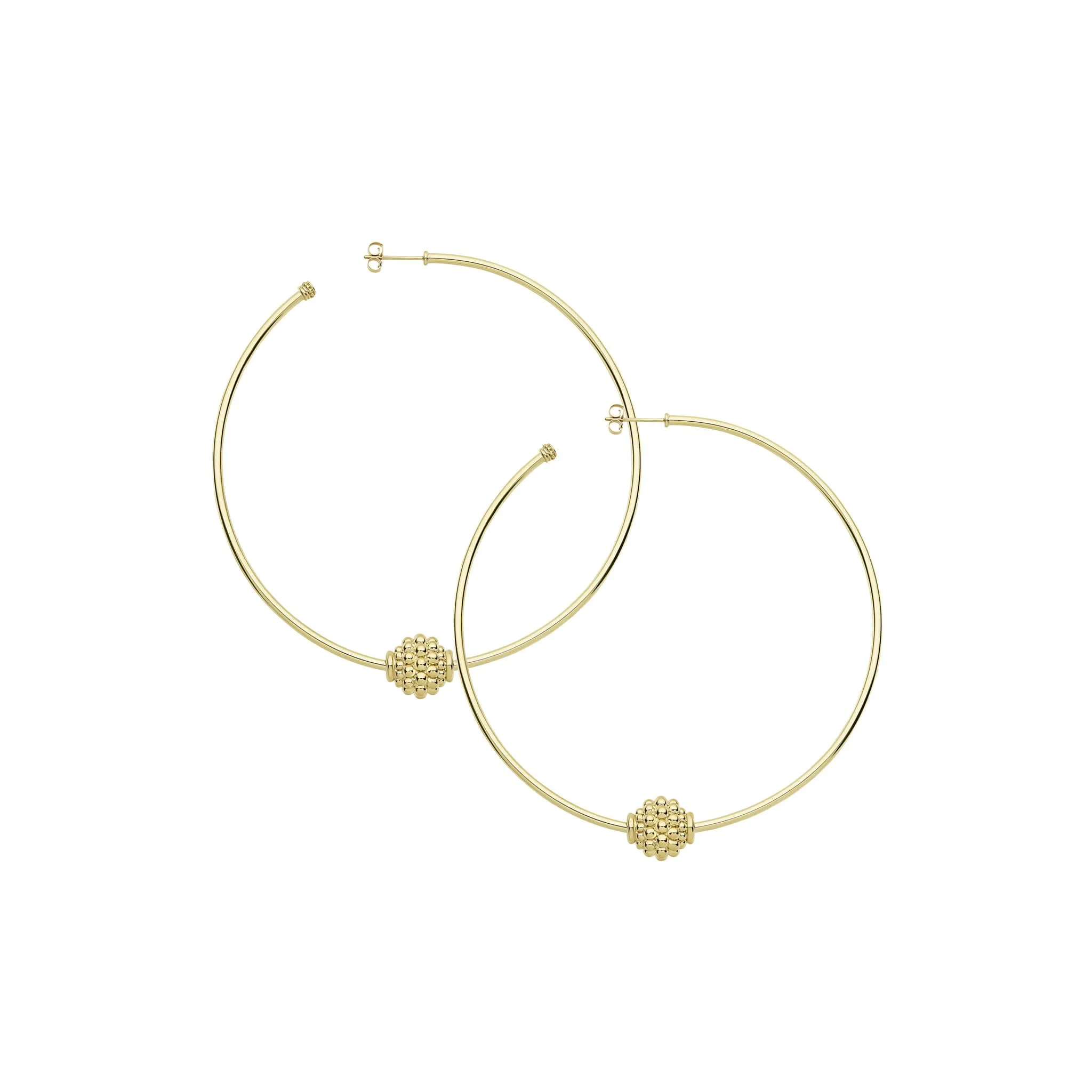 Caviar Gold Large 18K Gold Caviar Ball Hoop Earrings