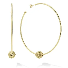 Caviar Gold Large 18K Gold Caviar Ball Hoop Earrings