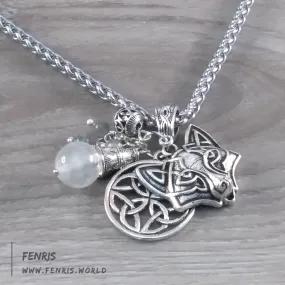 Celtic Fox Necklace Silver Labradorite