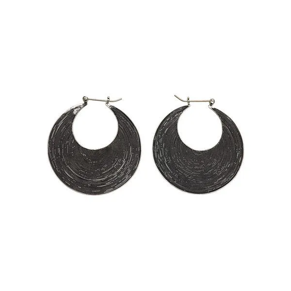 Chand Bali Large Disk Sterling Silver Hoop Earring