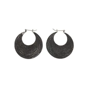 Chand Bali Large Disk Sterling Silver Hoop Earring