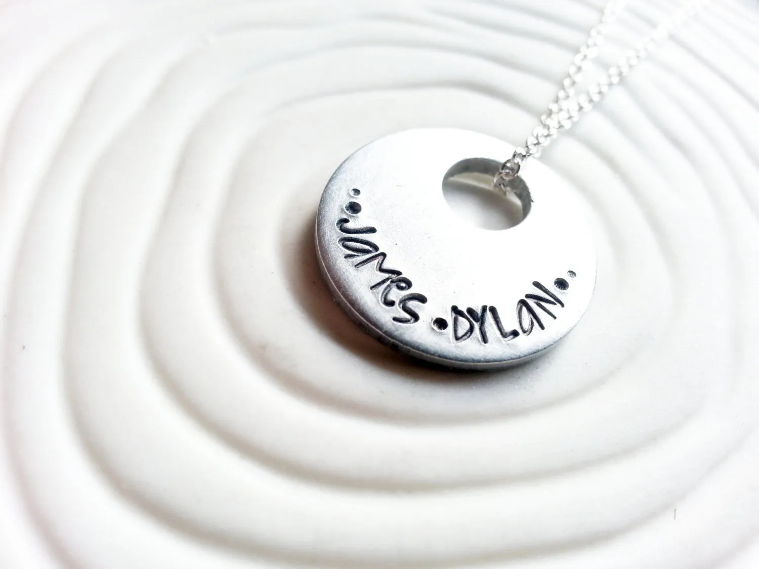 Child's Name Necklace | Large Hole Circle Pendant