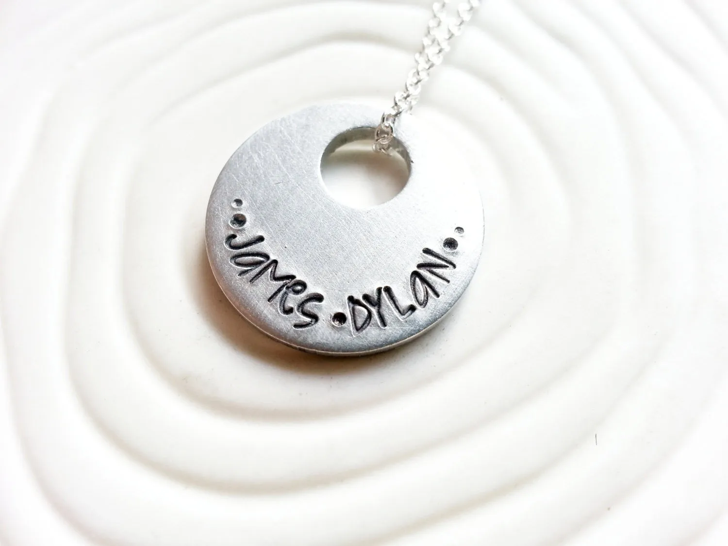 Child's Name Necklace | Large Hole Circle Pendant