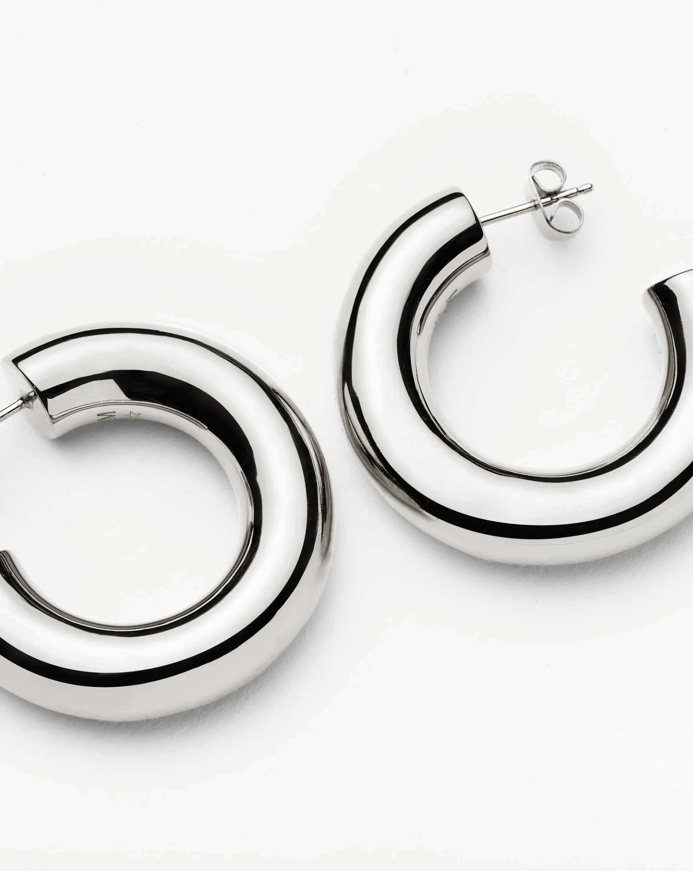 Chubby Large Hoop Earrings | Silver Plated