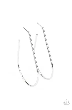 City Curves - Silver Hoop Earrings - Paparazzi Accessories