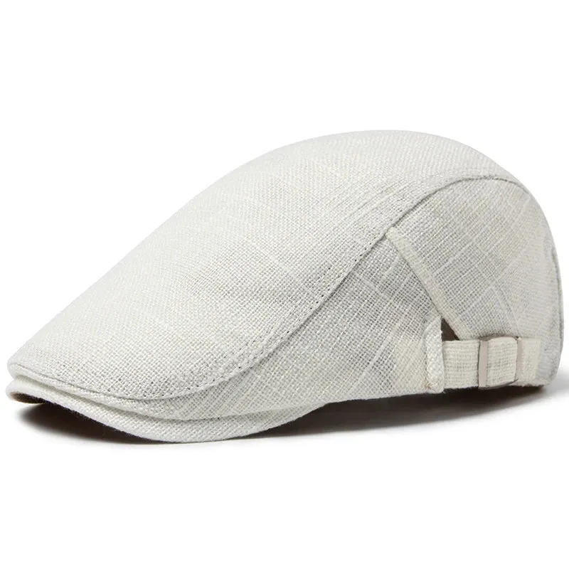 Classic Vintage Linen Flat Cap