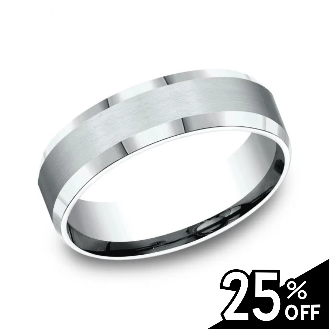 Comfort-Fit Satin Finish Center Wedding Band