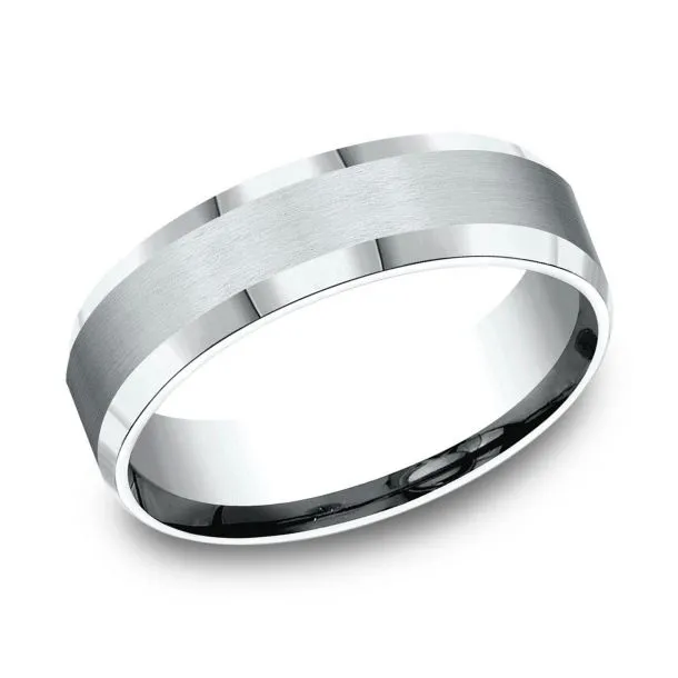 Comfort-Fit Satin Finish Center Wedding Band