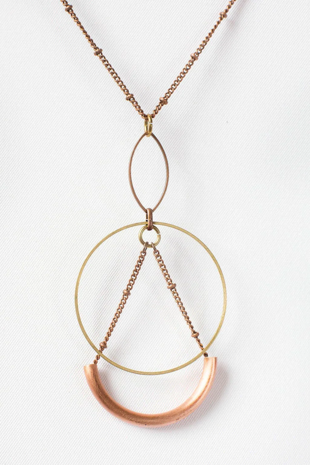 Copper Necklace - Geometric Necklace - Circle Necklace - Gifts For Girlfriend - Pendant Necklace - Long Necklace - Copper Jewelry - Drop