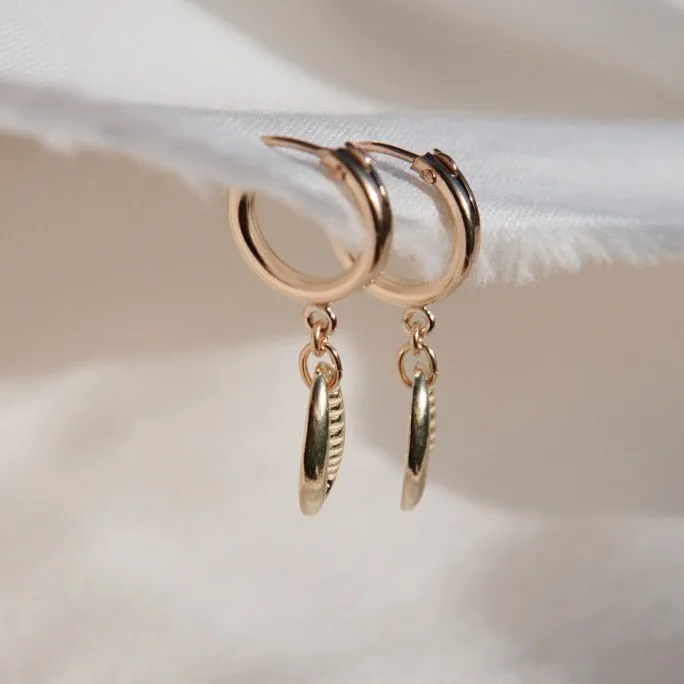 Cowrie Shell Huggie Hoop Earrings