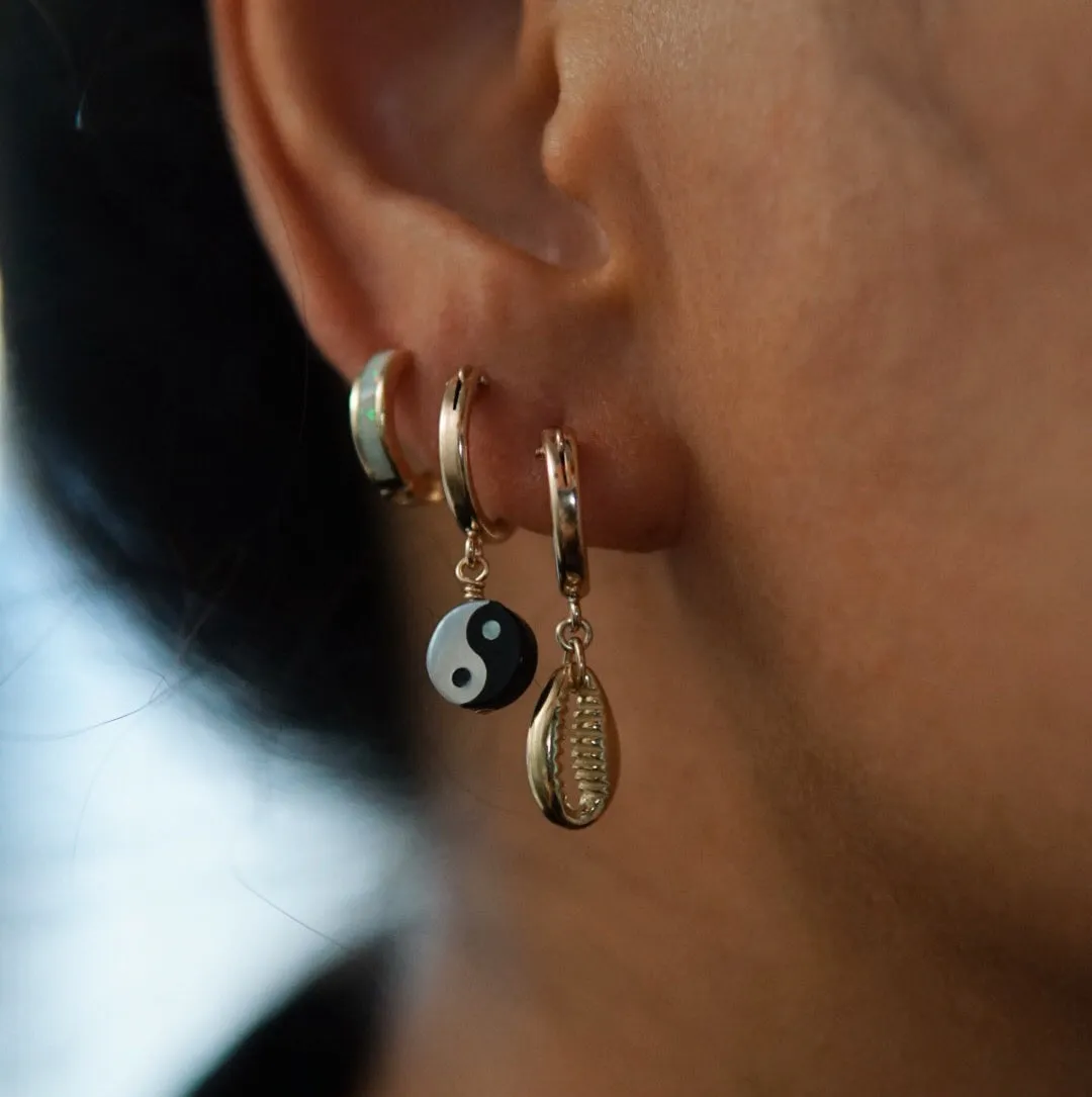 Cowrie Shell Huggie Hoop Earrings