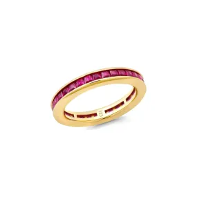 CRISLU Princess Cut Ruby CZ Eternity Band Finished in 18Kt Yellow Gold