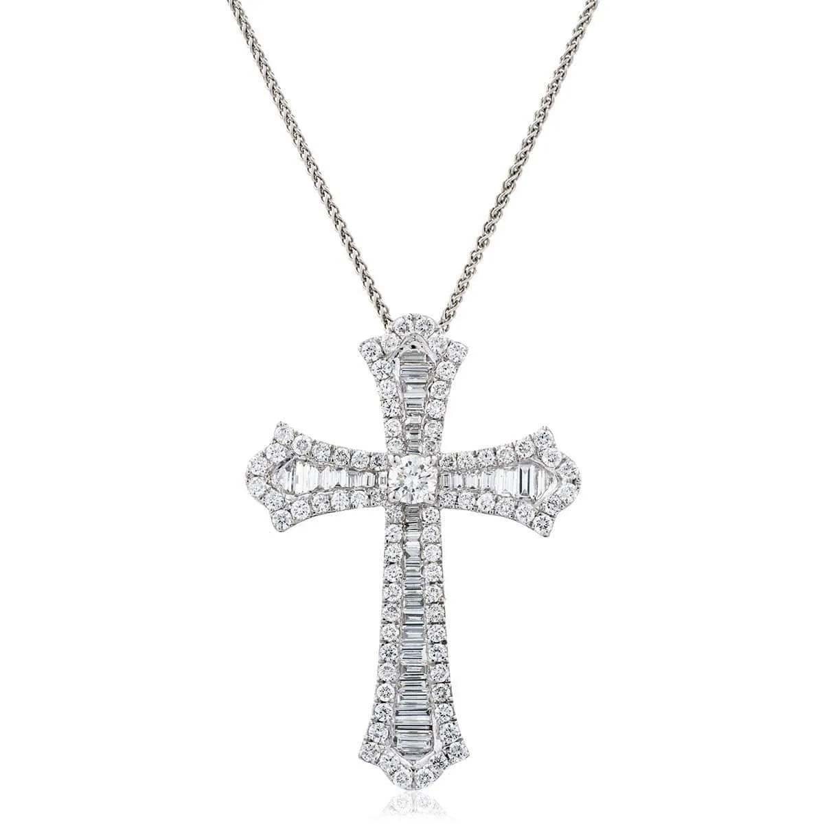 Cross Pendant with baguettes