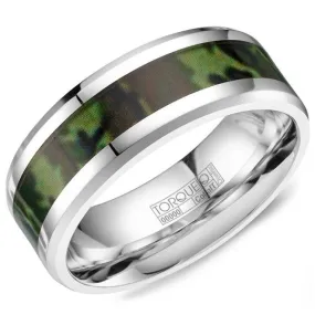 CrownRing White Cobalt Green Camouflage Wedding Band