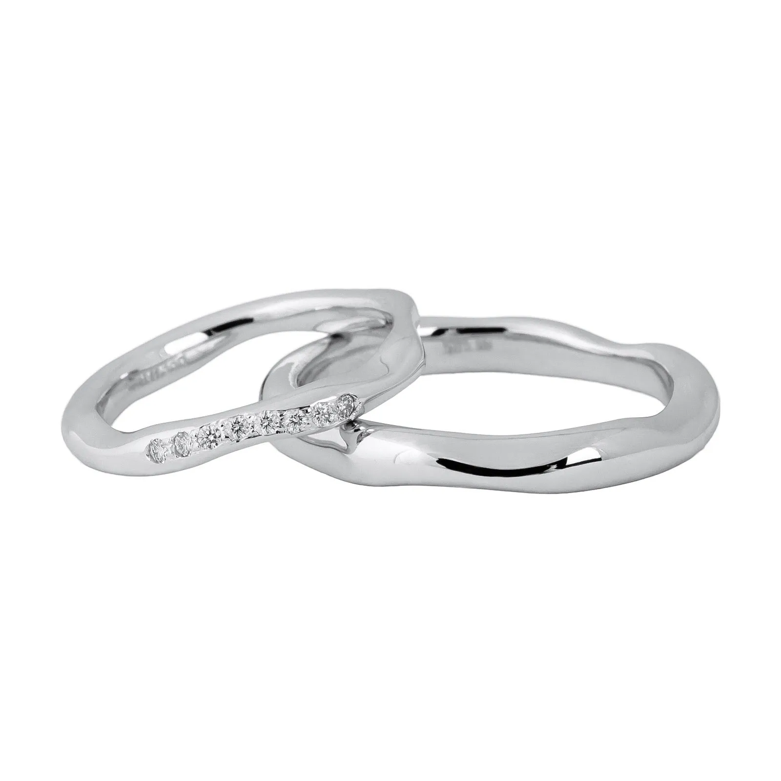 Curves Wedding white gold diamond rings