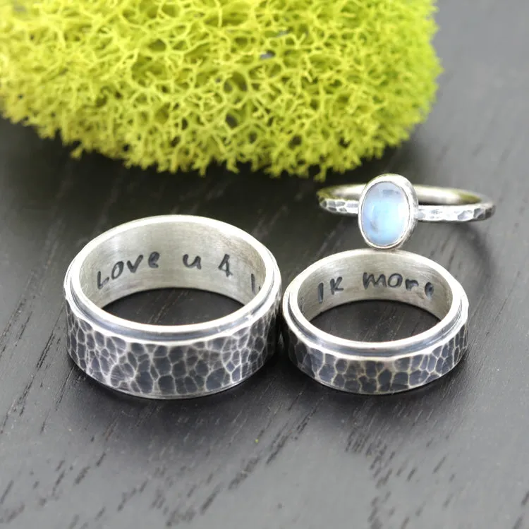 Custom Handmade Sterling Silver Wedding Band Set