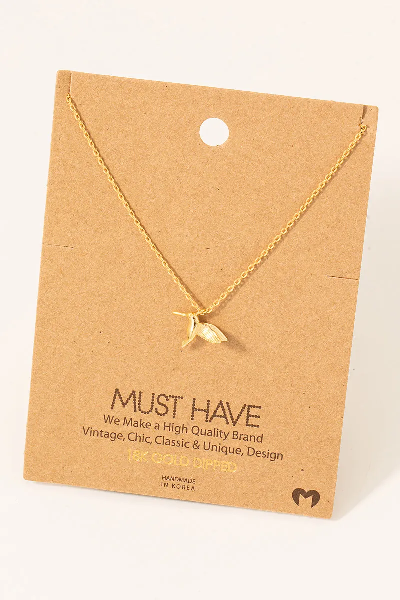 Dainty Hummingbird Pendant Necklace in Gold