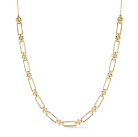 Dana Rebecca Poppy Rae Pebble Link Station Necklace - Yellow Gold