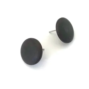 Dark Brown Matte Lucite Disc Stud Earrings