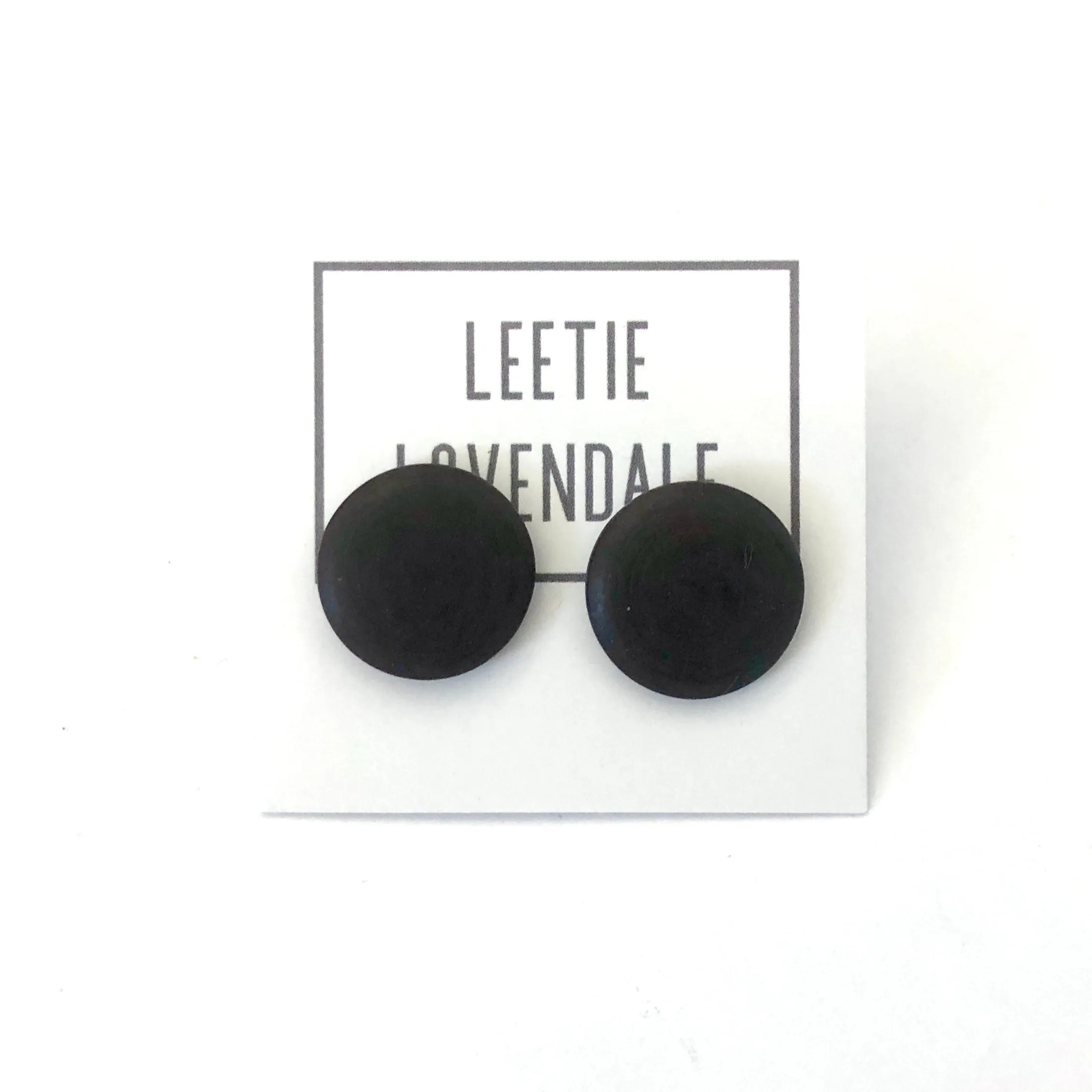 Dark Brown Matte Lucite Disc Stud Earrings