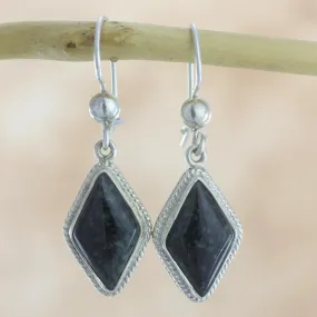 Dark Diamond Guatemalan Dark Green Jade Earrings