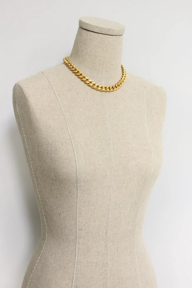 David Aubrey Gold Chunky Curb Chain Necklace 15"