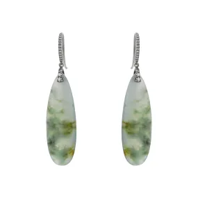 Dendritic Jade and Diamond Drop Earrings