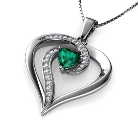 DEPHINI - Elegant green necklace for Women 925 sterling silver pendant