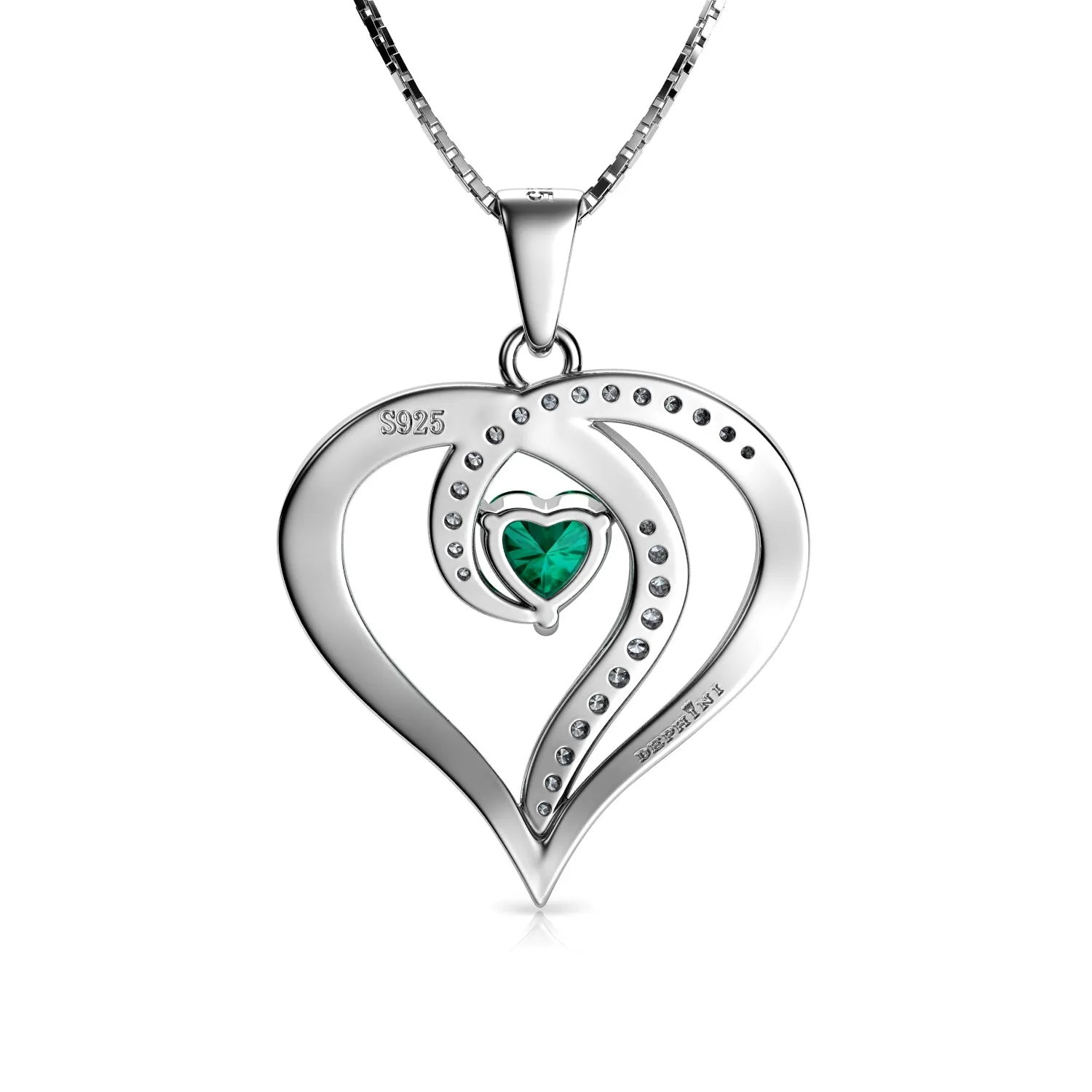 DEPHINI - Elegant green necklace for Women 925 sterling silver pendant