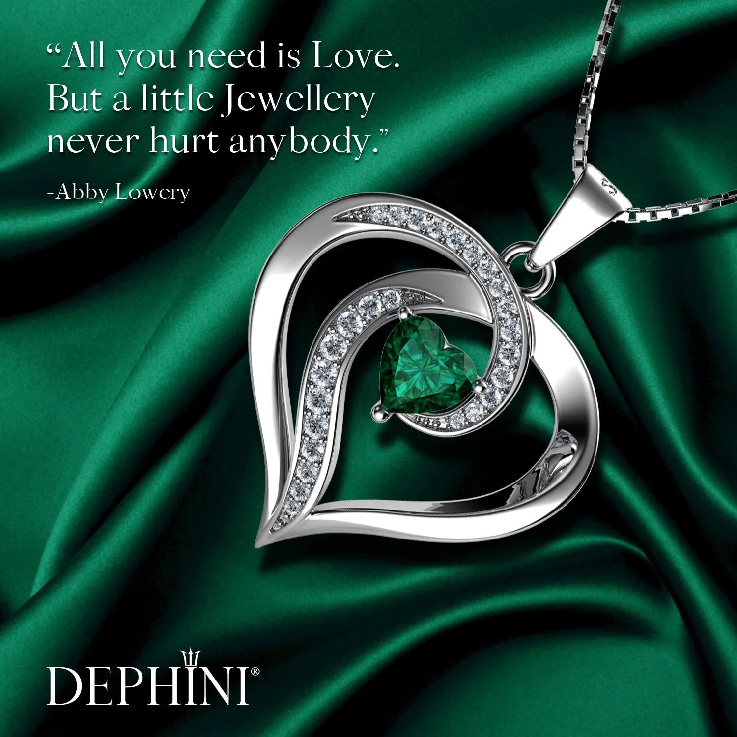 DEPHINI - Elegant green necklace for Women 925 sterling silver pendant