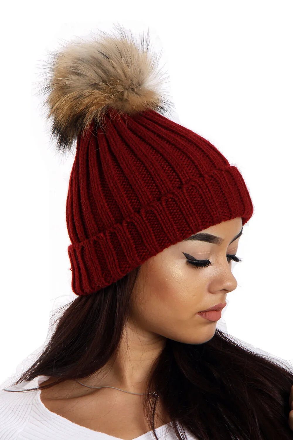 Detachable Faux Fur Bobble Pom Pom Hat