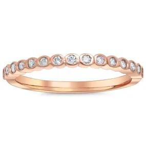 Diamond Bezel Thin Wedding Ring, 14kt Rose Gold