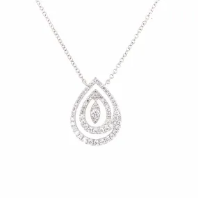 Diamond Double Open Teardrop Design Necklace