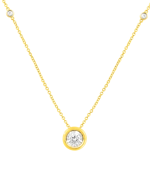 Diamond Necklace - 10ct Yellow Gold Diamond Necklace- 769994