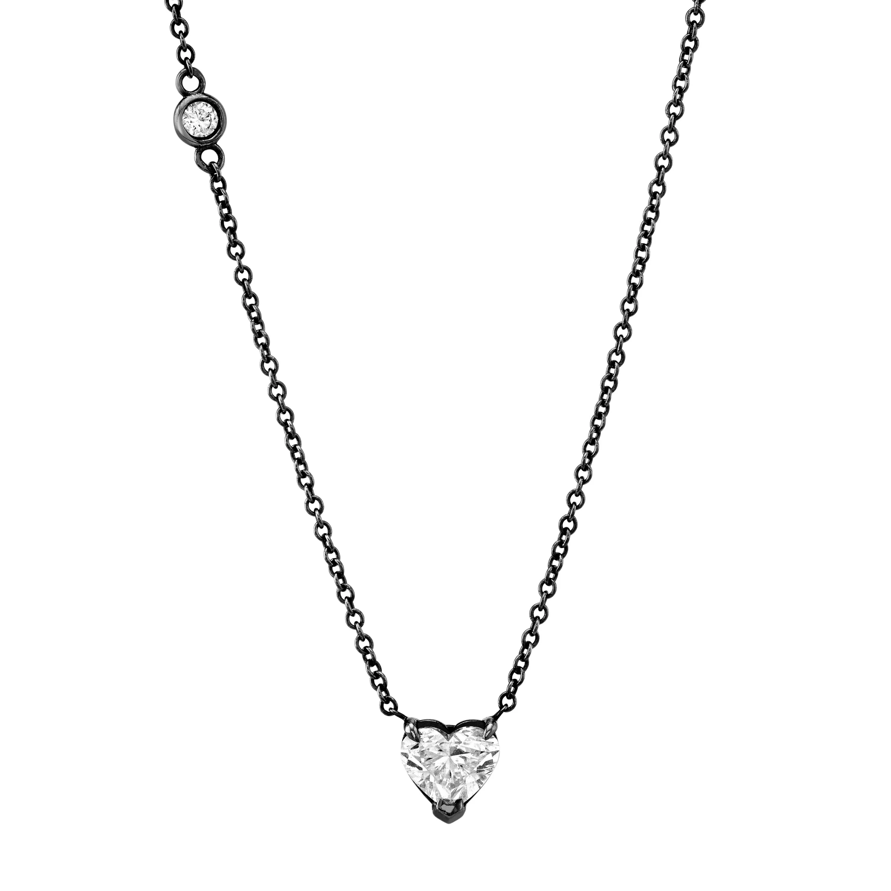 DIAMOND PRONG SOLITAIRE HEART NECKLACE