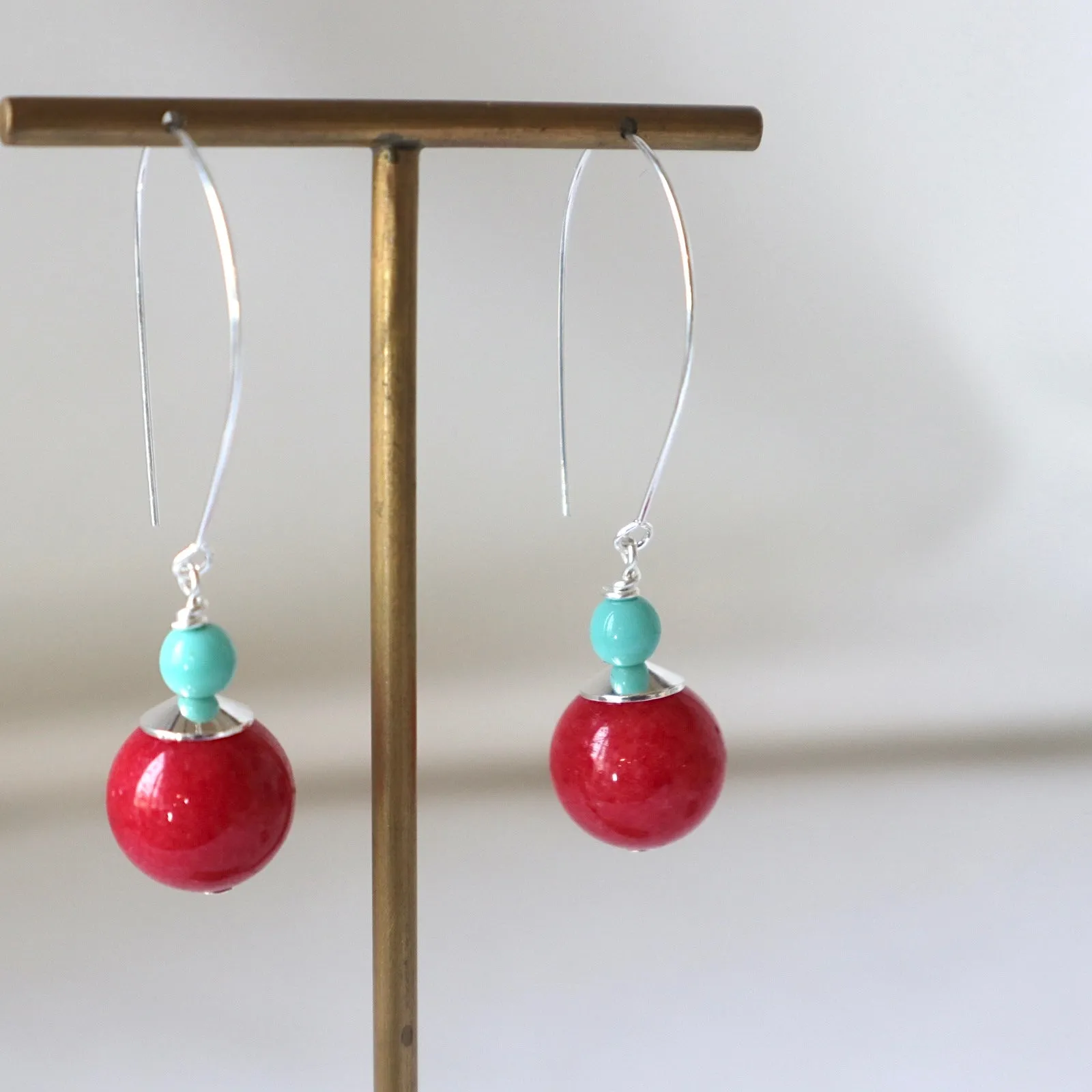 Duo Gemstone silver Earrings