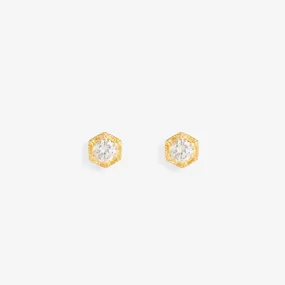 E9903W | 3.5mm White Diamond Hexagon Studs