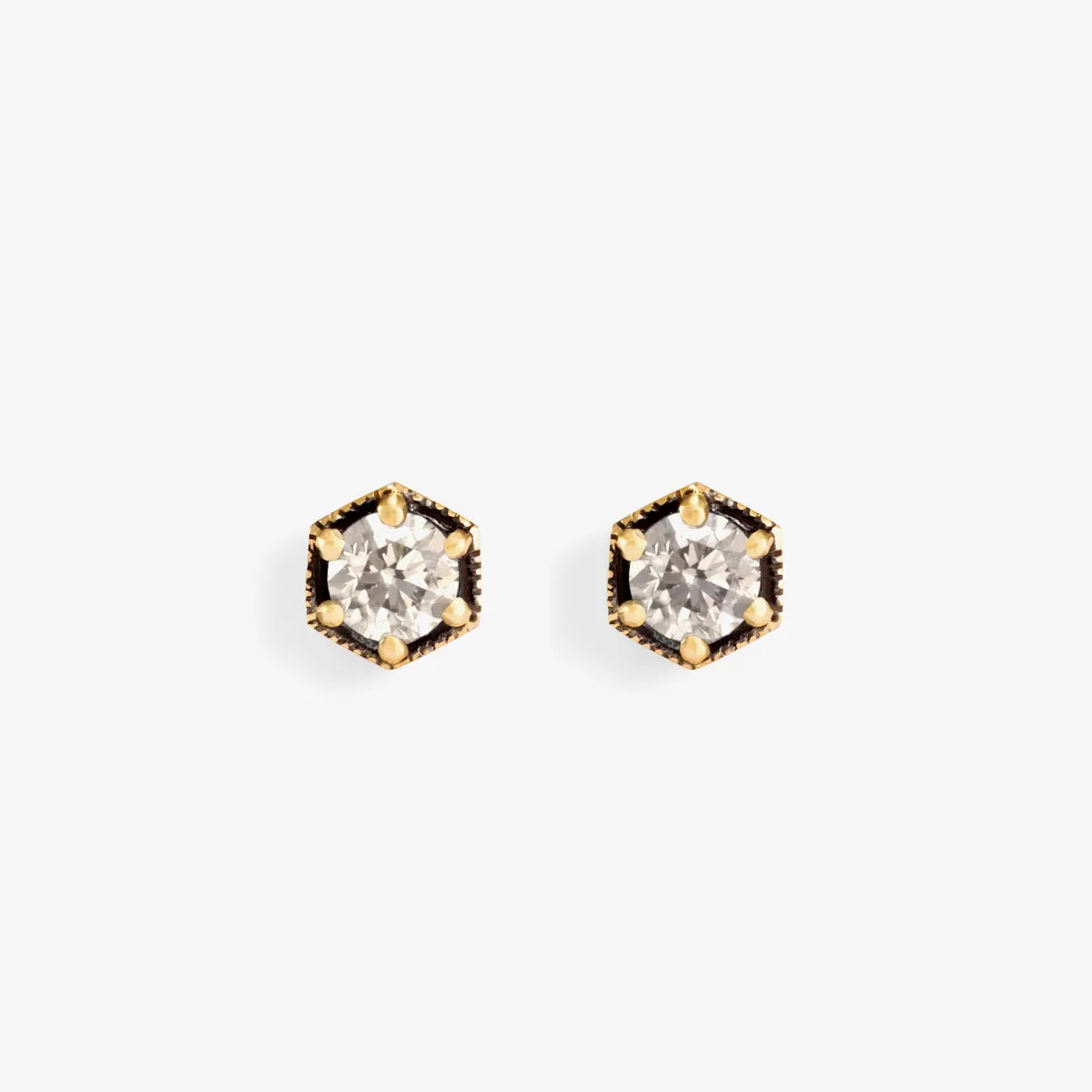 E9905W | 4.5mm White Diamond Hexagon Studs