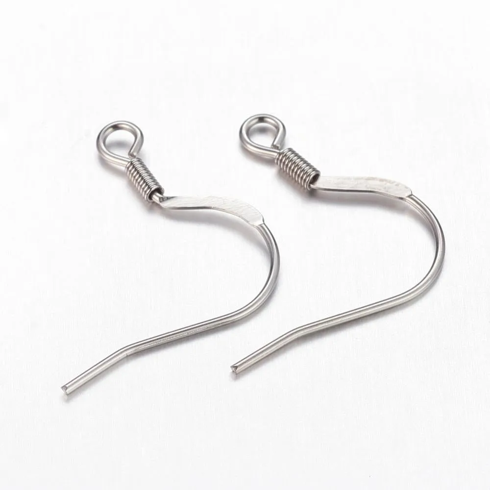 Earwire (Flat) - Stainless Steel - 5 pairs (10 pieces)