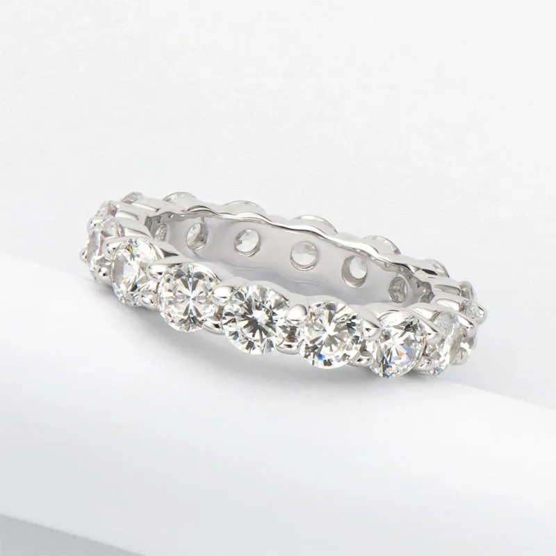 Elana 4mm Round CZ Eternity Stackable Ring | 6ct | Sterling Silver