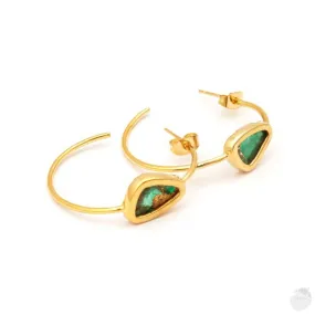 Emerald Copper Jade Mohave Hoop Earring