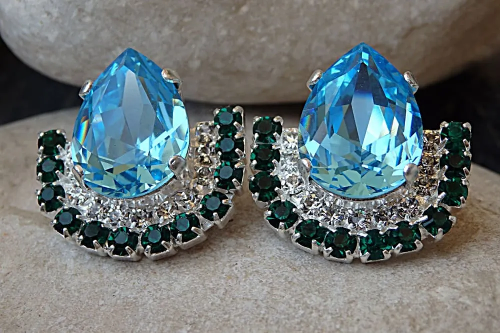 Emerald Light Blue  Earrings